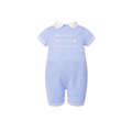 Blue and White Baby Boy Knit Romper