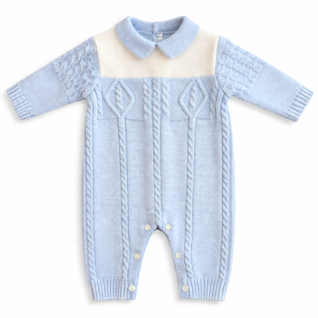 Blue and White Baby Boy All in One
