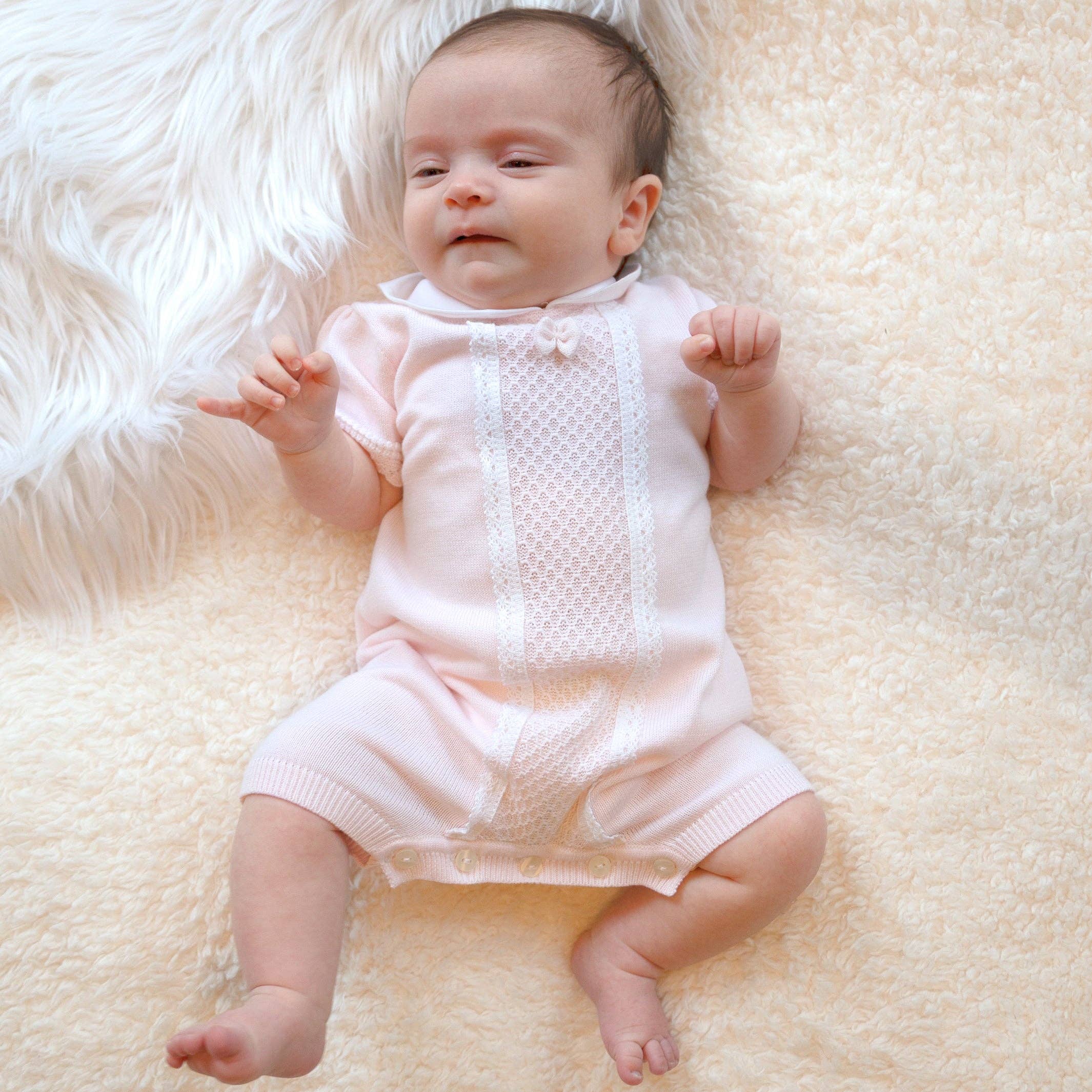 Layla Baby Girls Pink Knit Romper
