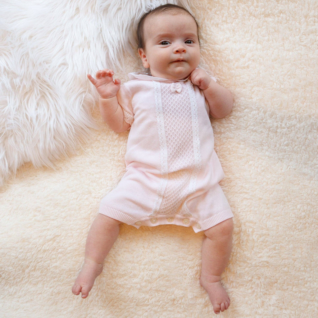 Layla Baby Girls Pink Knit Romper