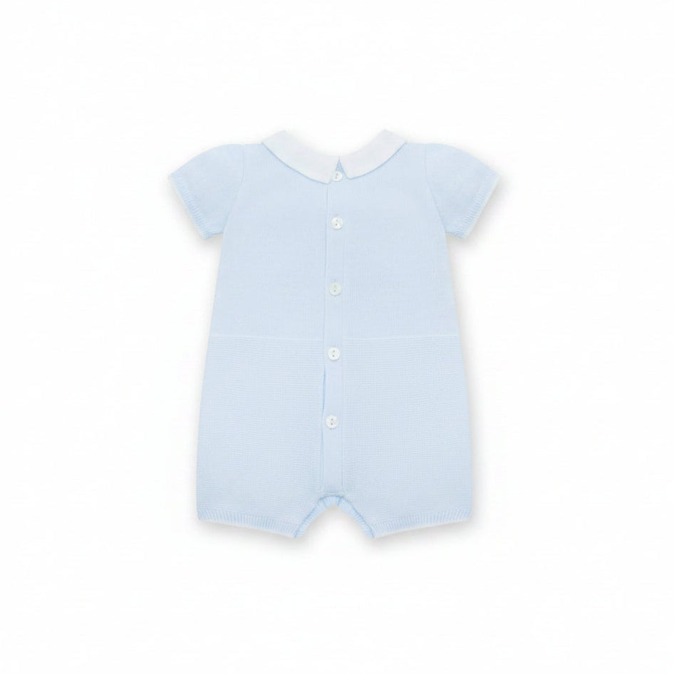 Logan Boys Blue Knit Pocket Detail Romper