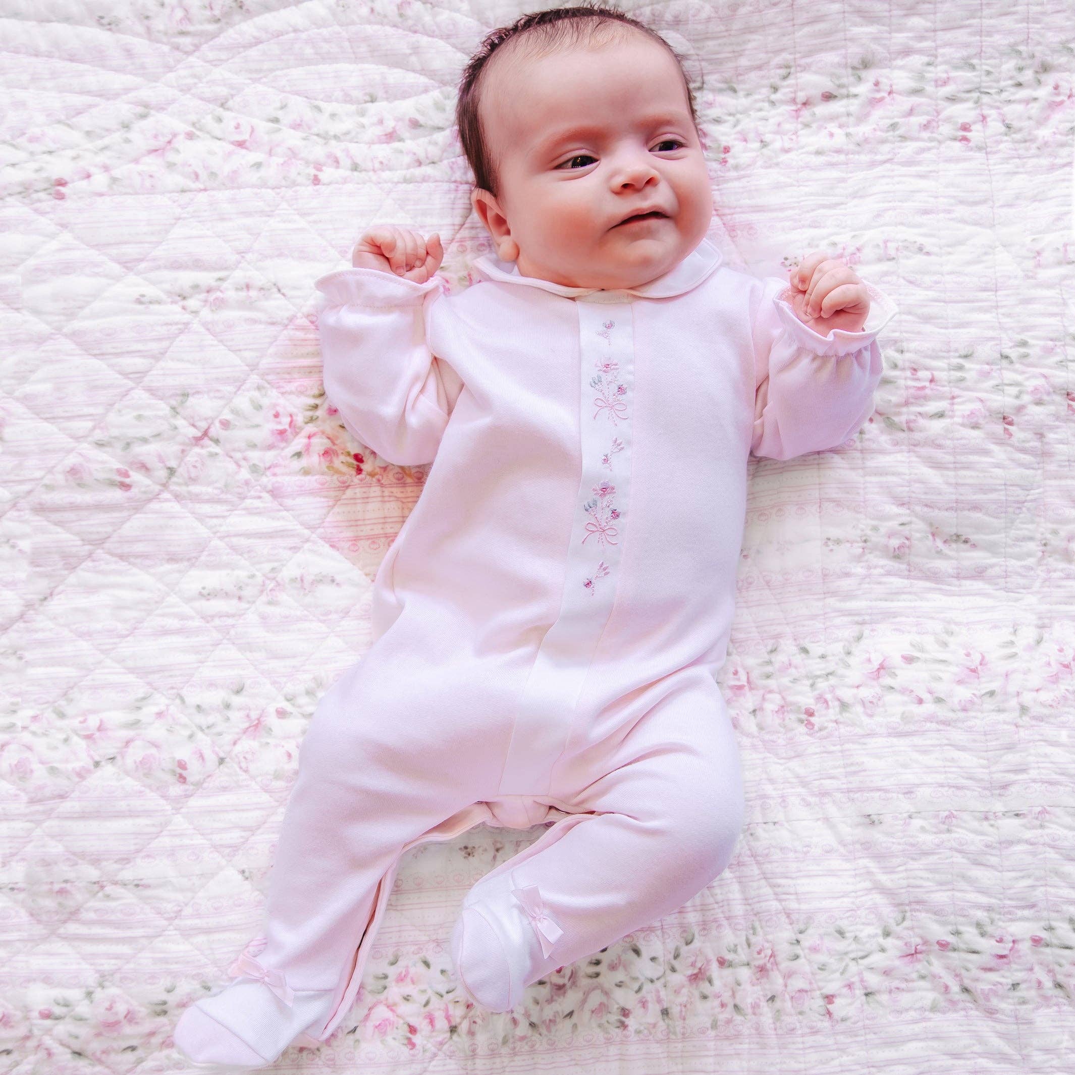 Loretta Girls Pink Babygrow & Hat